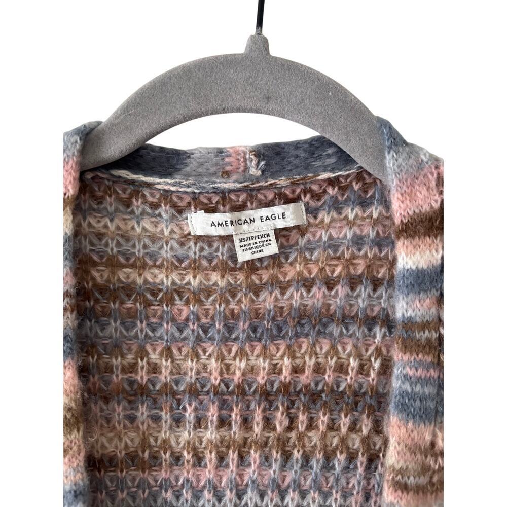American Eagle Outfitters Front Cardigan Multicolor Waffle Knit Pocket Sweater - Picture 5 of 12